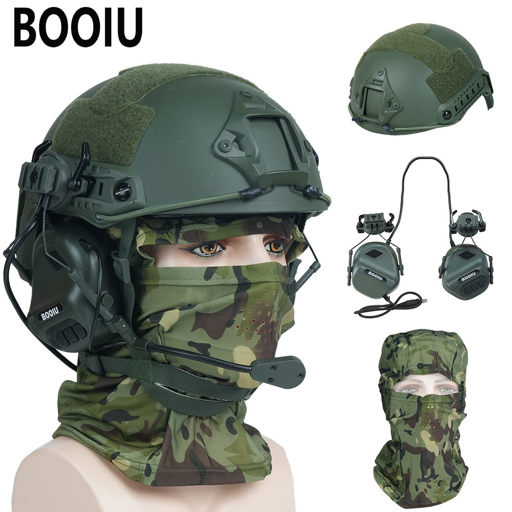 Outdoor Hunting Kit - BOOIU Taktischer Airsoft-Helm-Set, verstellbar, für Paintball,