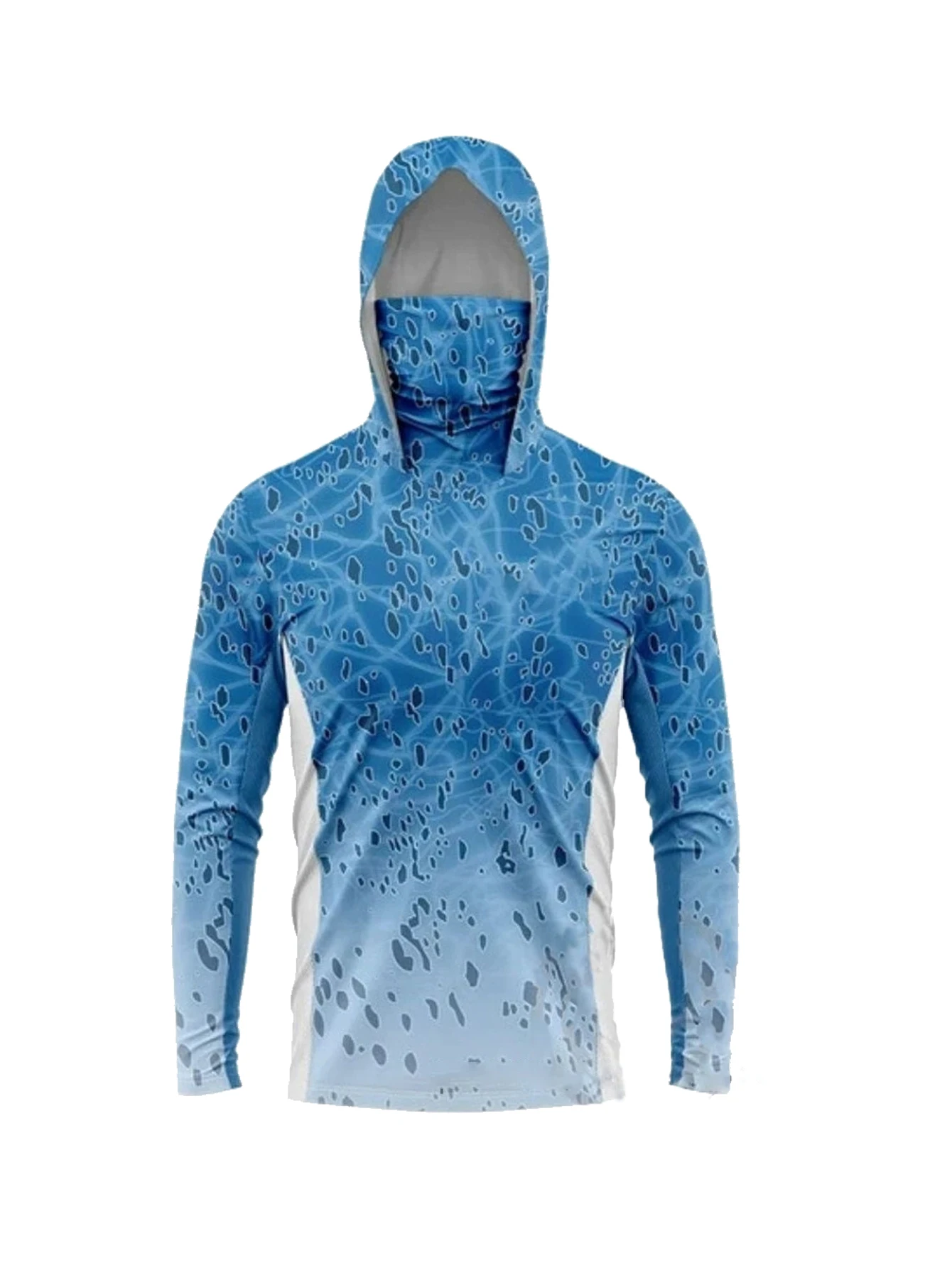 Outdoor Hunting Prints - Herren Langarm-Anglerhoodie mit Maske, UV-Schutzkleidung, Fischerei-Shirt,
