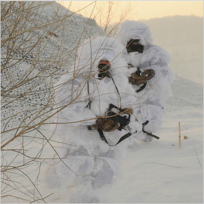Ghillie Suit Woodland - Winter 3D Weiß Schnee Ghillie Anzüge