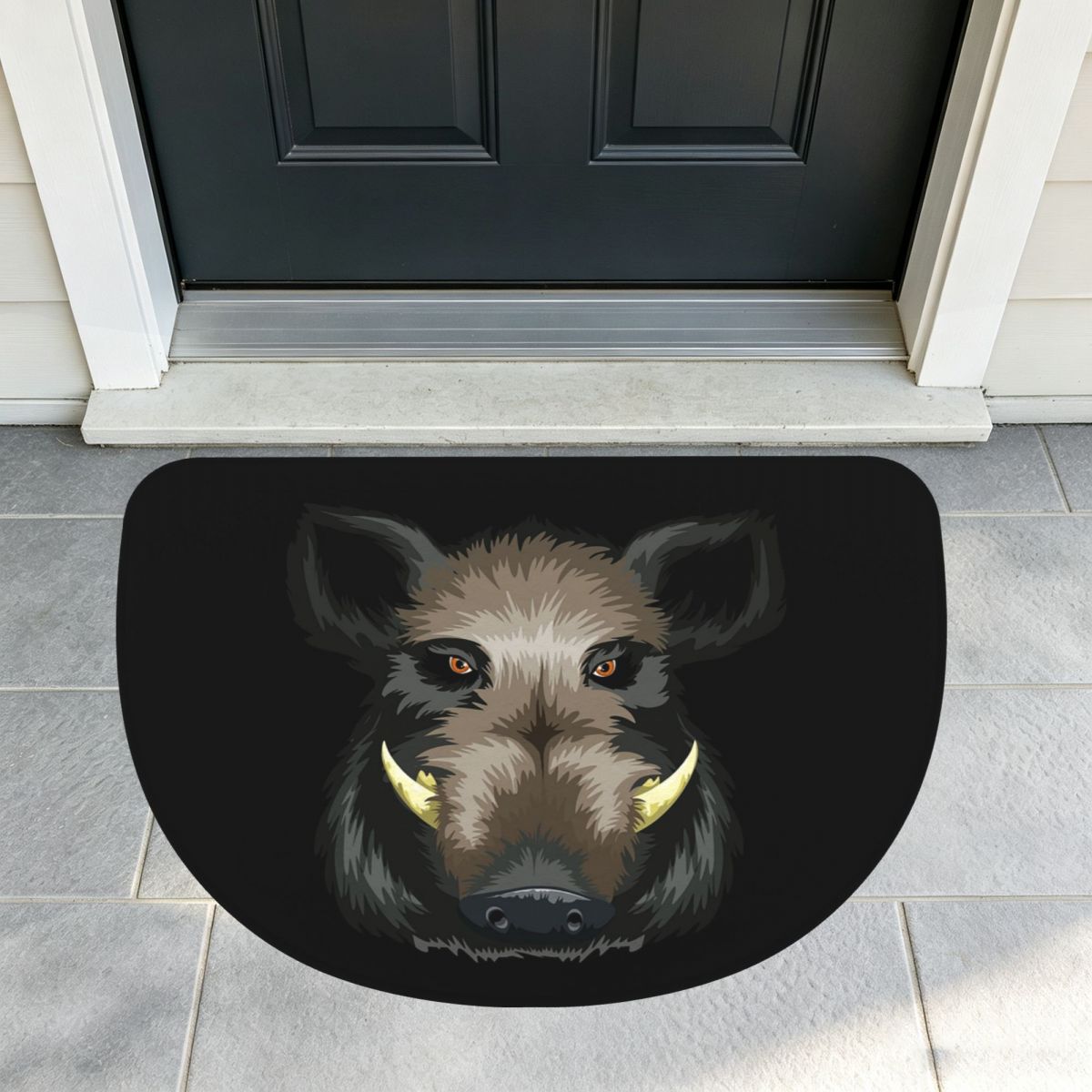 Hunting Outdoor Mat - Lustige Wildschwein-Jagd-Fußmatte aus Weichem Flanell, Halbrund,