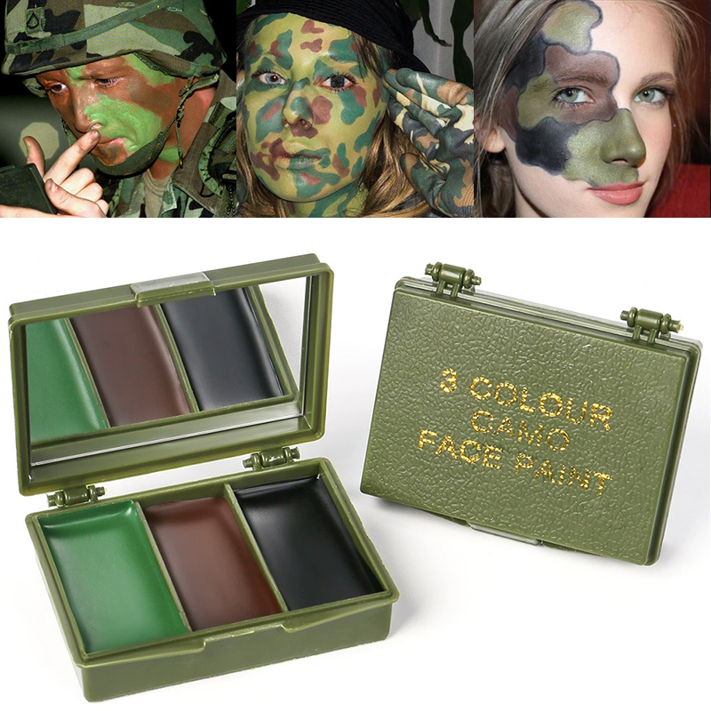Camo Face Paint - 3-farbiges Camouflage-Gesichtsbemalungsset, taktische CS-Ausrüstung für den