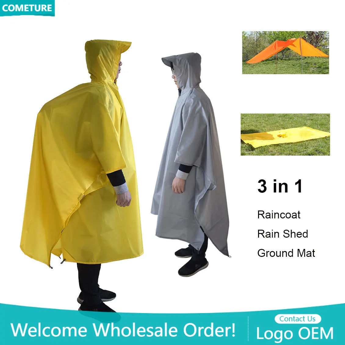 Hunting Outdoor Mat - Regenmantel 3-in-1-Wanderponcho, wasserdicht, für Outdoor, Camping,
