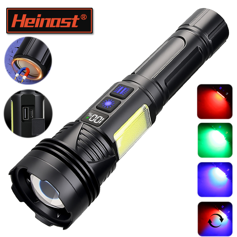 Tactical Flashlight Rechargeable - Leistungsstarke LED-Handtaschenlampe USB-Aufladbar Taktische Zoom-Taschenlampe Multifunktionale