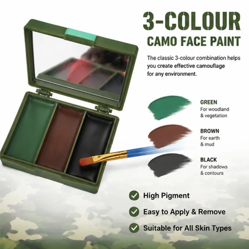 3 Farben Tarnfarben-Gesichtsma – Camo Face Paint Bewertung und Preis